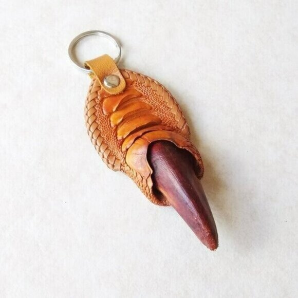 Handmade! Velociraptor Dinosaur! Claw +Leather Key Chain! Masculine Big KeyChain - Picture 3 of 9
